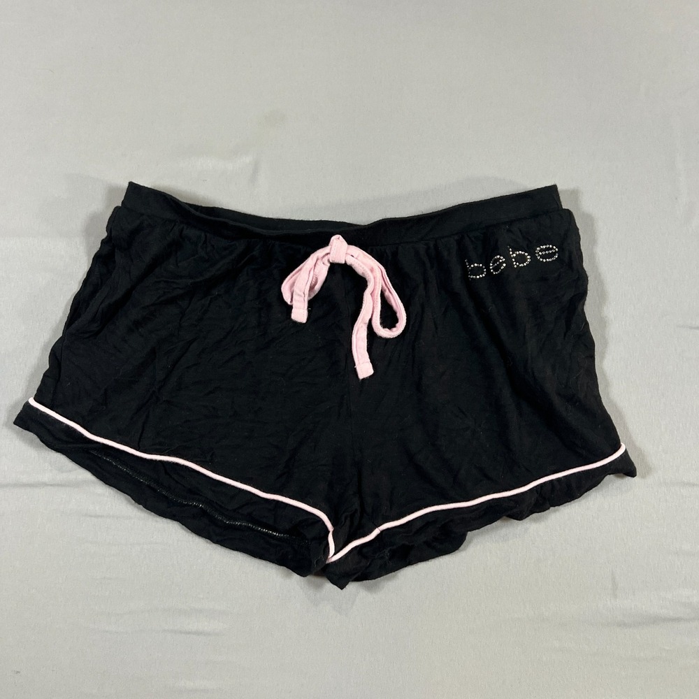 Bebe Lounge Shorts Womens XL Black Rayon Stretch Drawstring Waist Sleep Wear